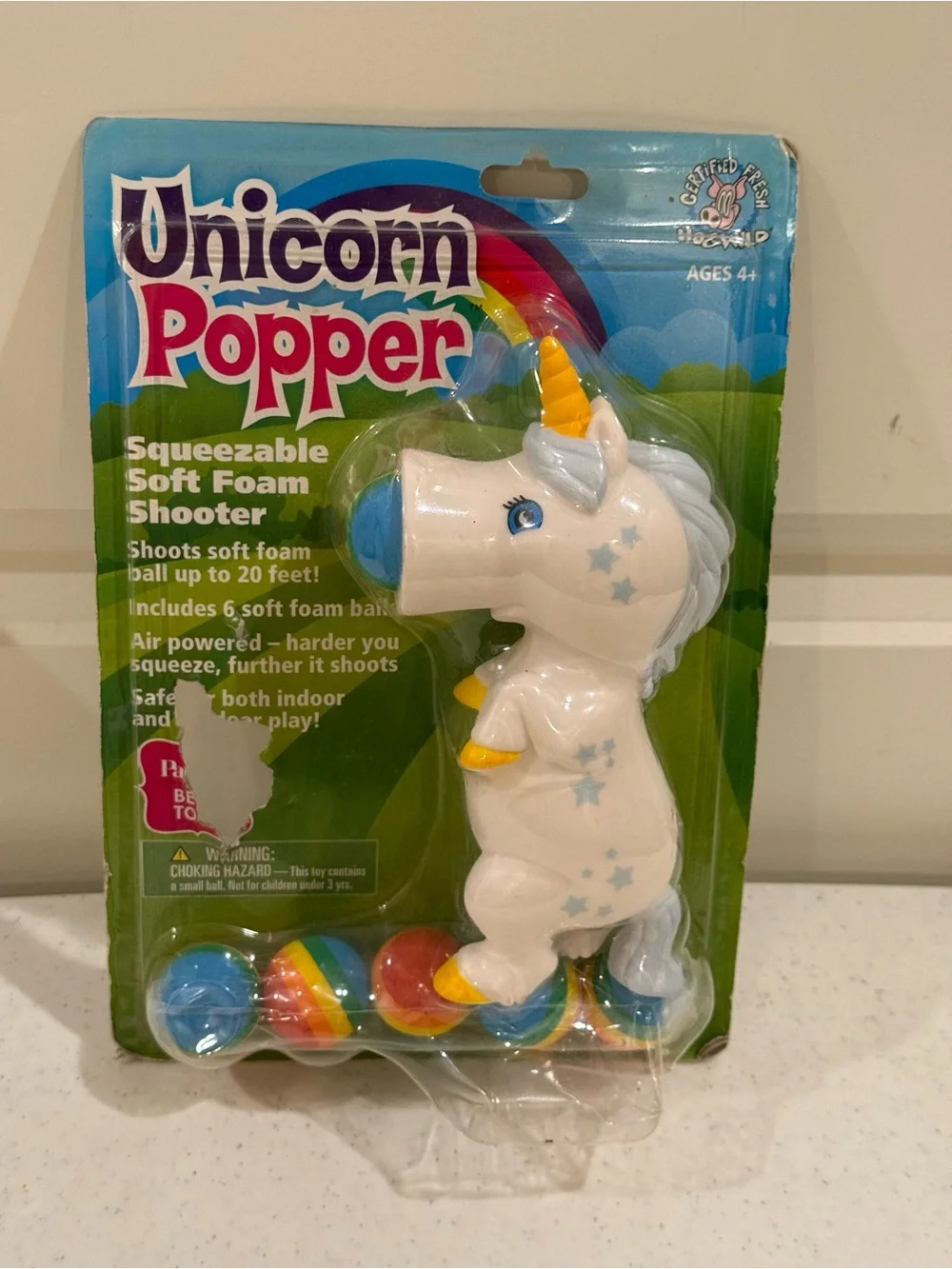 NEW Hog Wild Unicorn Popper Squeezable Soft Foam Shooter Toy